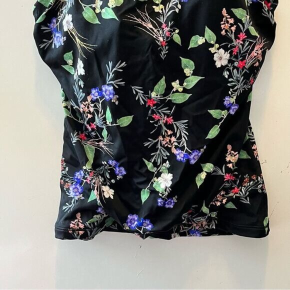 Athleta Maldives Gold Coast Floral High Neck Tankini Swim Top 34 D/DD Underwire - Picture 4 of 8